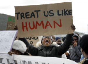 Asylum seekers protest at Mosney in 2010. Photo: Mark Stedman, Photocall Ireland. 
